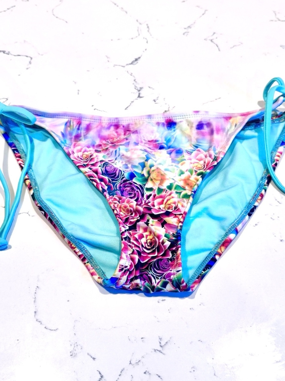 Hobie Desert Floral Multicolor Low Rise Bikini Bottom with Tie Sides Size M NWT